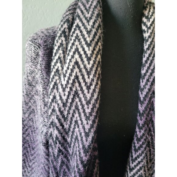 Beatrix Mohair Long Sleeve Diamond Pattern Purple Cardigan Size M Office Wear - Picture 2 of 9